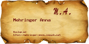 Mehringer Anna névjegykártya